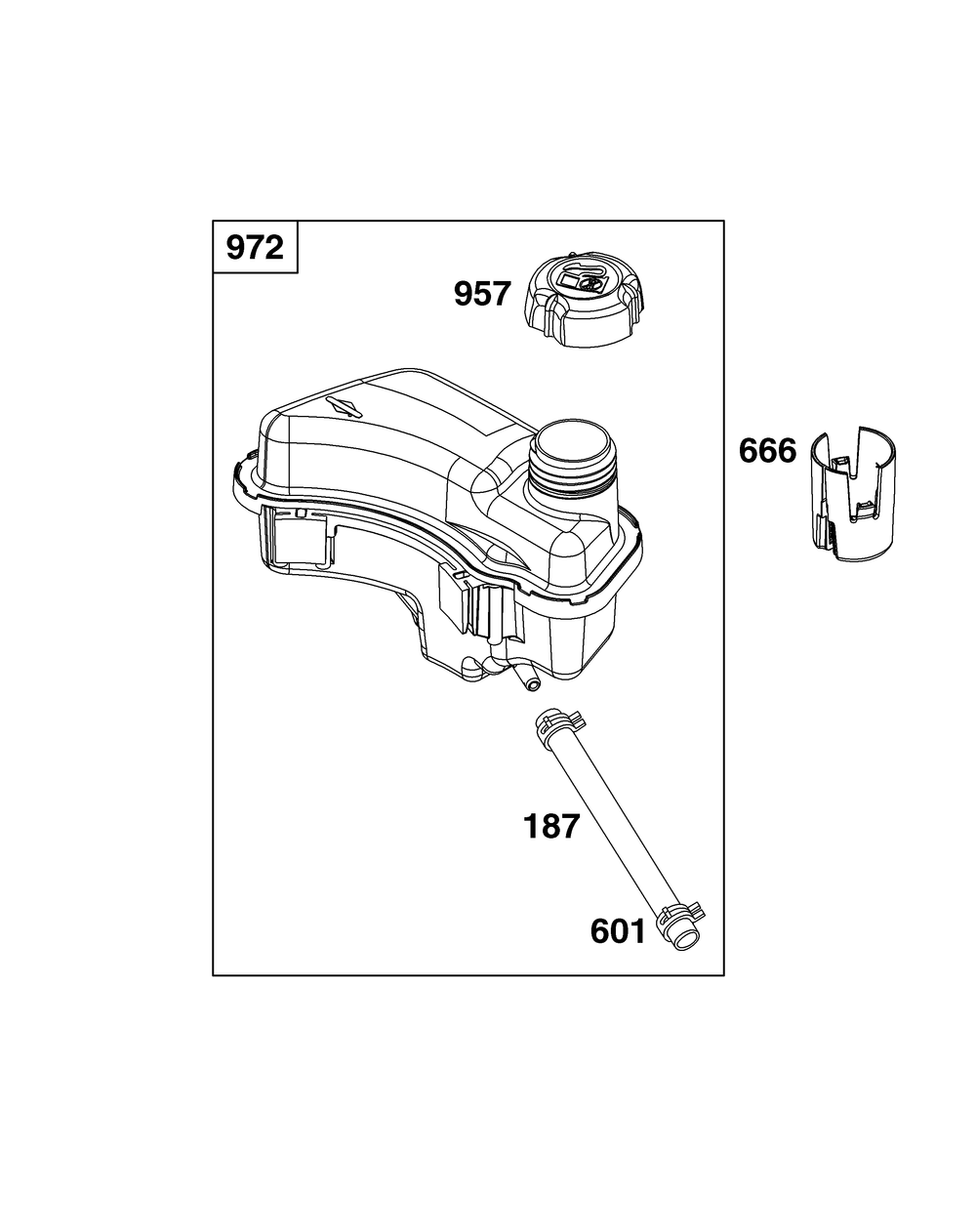 Fuel Supply Group Diagram and Parts List for 092J0B-0014-H5 020000 - 09Z999 Briggs and Stratton Engine